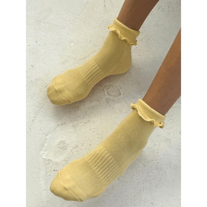 Le Bon Shoppe Ruffled Hugger Crew Socks Banana Cream/RED / ONESIZE Accessories Parts and Labour Hood River Oregon Clothing Store