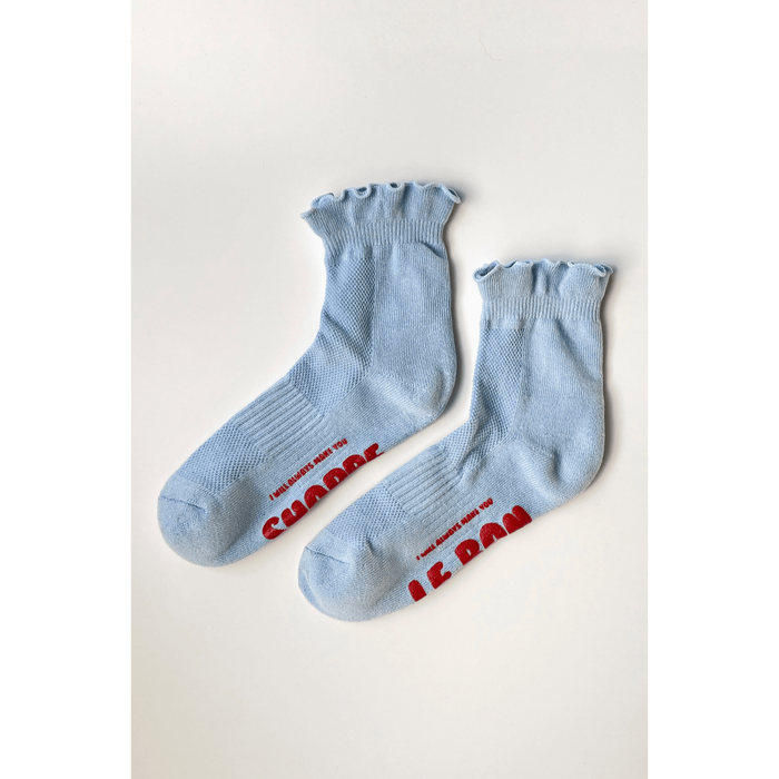 Le Bon Shoppe Ruffled Hugger Crew Socks Periwinkle/RED / ONESIZE Accessories Parts and Labour Hood River Oregon Clothing Store