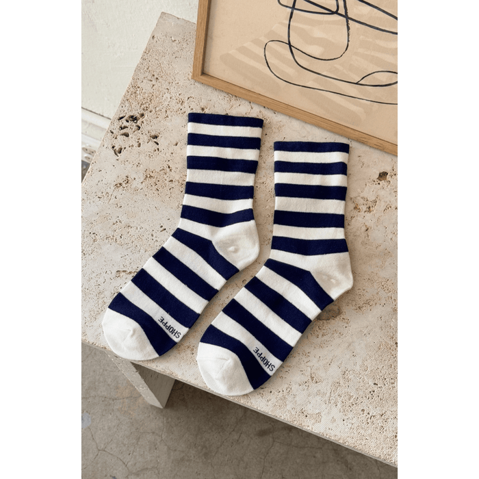 Le Bon Shoppe Wally Socks Wide/Navy Stripe Accessories Parts and Labour Hood River Oregon Clothing Store