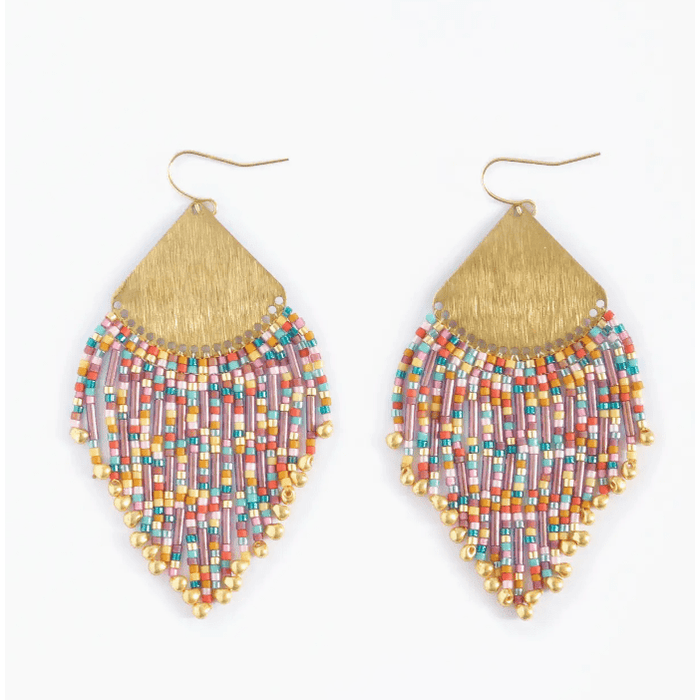 Mayana Designs Co Beaded Handwoven Confetti Fringe Earrings Accessories Parts and Labour Hood River Oregon Clothing Store