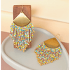 Mayana Designs Co Beaded Handwoven Confetti Fringe Earrings Yellow/Aqua Accessories Parts and Labour Hood River Oregon Clothing Store