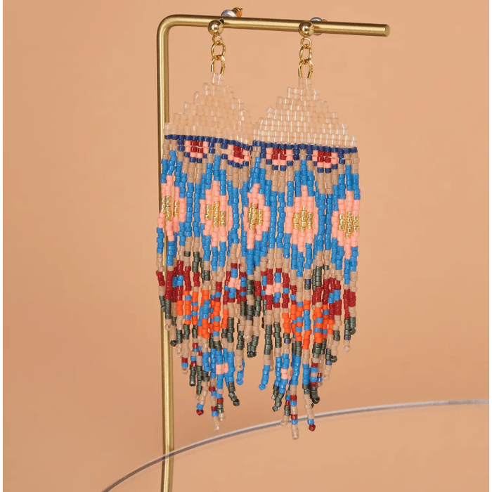 Mayana Designs Co Beaded Handwoven Huipil Fringe Earrings Ocean Sunset Accessories Parts and Labour Hood River Oregon Clothing Store