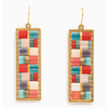 Mayana Designs Co Beaded Handwoven Mosaic Tiles and Brass Earrings Aqua/Red Accessories Parts and Labour Hood River Oregon Clothing Store