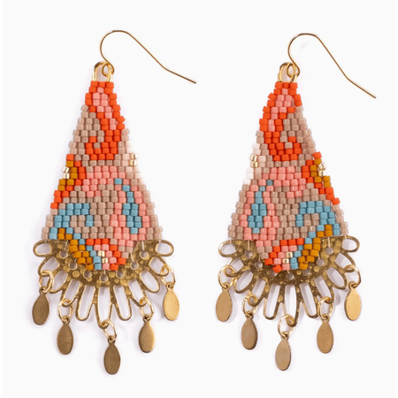 Mayana Designs Co Beaded Handwoven Paisley Drop Earring Beige Accessories Parts and Labour Hood River Oregon Clothing Store