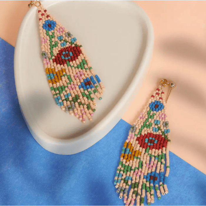 Mayana Designs Co Beaded Handwoven Wildflower Fringe Earrings Accessories Parts and Labour Hood River Oregon Clothing Store