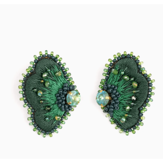 Mayana Designs Co Embroidered Bloom Stud Earrings Green Accessories Parts and Labour Hood River Oregon Clothing Store