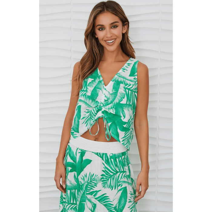 MILIO MILANO Hawaiian Printed V-Neck Top Shirts & Tops Parts and Labour Hood River Oregon Clothing Store