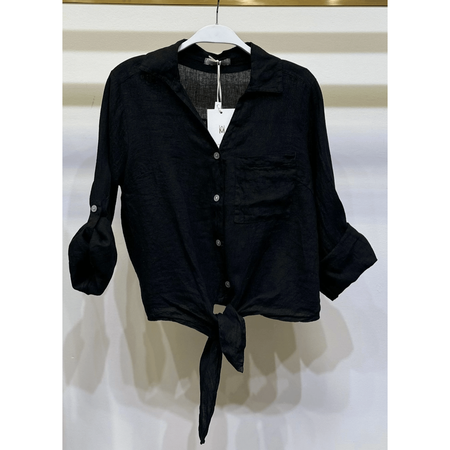 MILIO MILANO Linen V-Neck Cropped Tie Button Down Shirts & Tops Parts and Labour Hood River Oregon Clothing Store