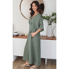 MILIO MILANO Solid Linen V-Neck Maxi Dress Dresses & Jumpsuits Parts and Labour Hood River Oregon Clothing Store