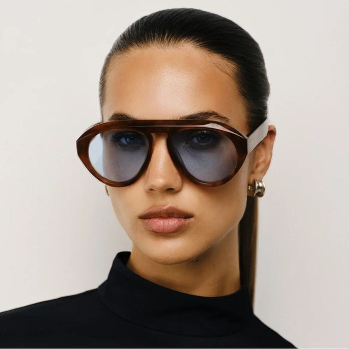 Parts + Labour Val in Light Brown Tortoise Blue Lens Accessories Parts and Labour Hood River Oregon Clothing Store