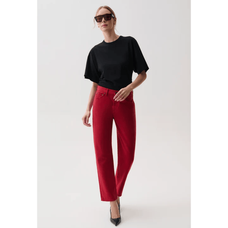 Pistola Lexi Mid Rise Bowed Straight Savvy Red / 25 Bottoms Parts and Labour Hood River Oregon Clothing Store