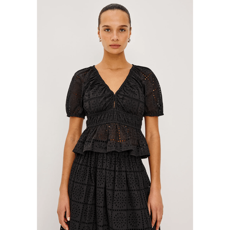 Rails Argenta Top Black Grid Embroidery / XS Shirts & Tops Parts and Labour Hood River Oregon Clothing Store