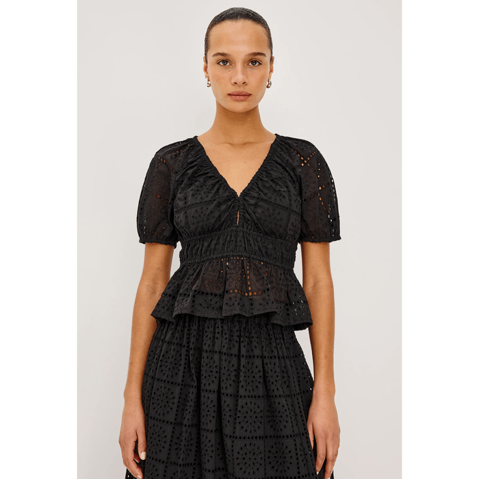 Rails Argenta Top Black Grid Embroidery / XS Shirts & Tops Parts and Labour Hood River Oregon Clothing Store