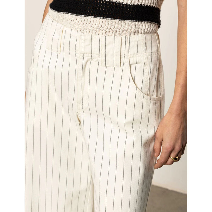Sanctuary Arden Wide Leg Jeans - Bleached White Pinstripe Bottoms Parts and Labour Hood River Oregon Clothing Store