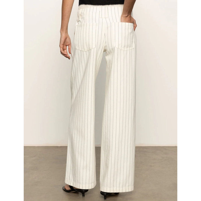 Sanctuary Arden Wide Leg Jeans - Bleached White Pinstripe Bottoms Parts and Labour Hood River Oregon Clothing Store