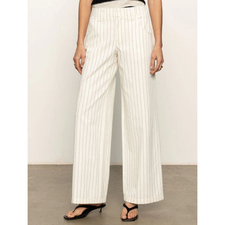 Sanctuary Arden Wide Leg Jeans - Bleached White Pinstripe Bottoms Parts and Labour Hood River Oregon Clothing Store
