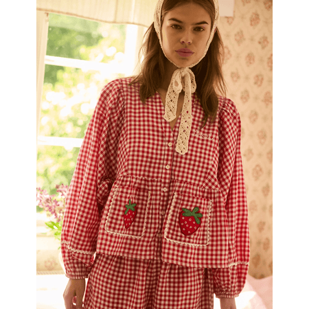 Sissel Edelbo Bobbie Top Red Checks / S/M Shirts & Tops Parts and Labour Hood River Oregon Clothing Store