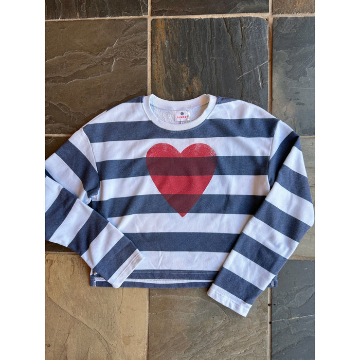 Sundry Heart Stripe Crop Shirts & Tops Parts and Labour Hood River Oregon Clothing Store