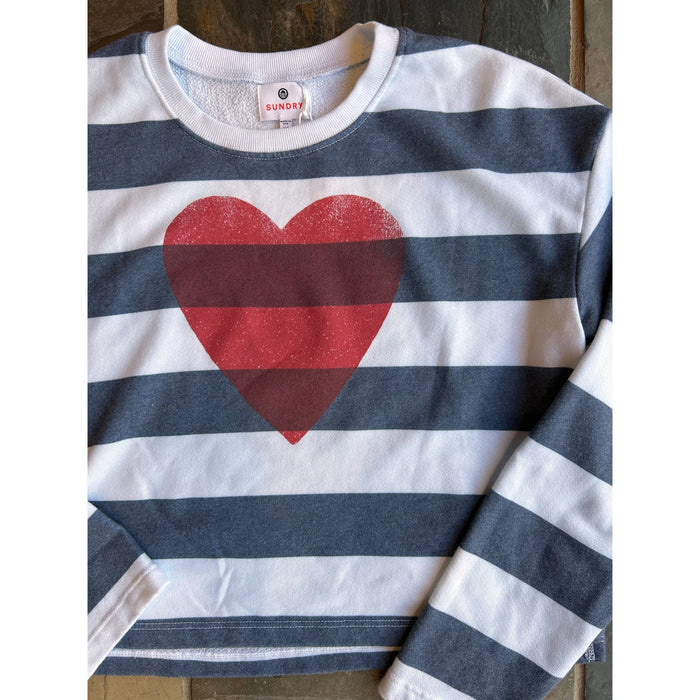 Sundry Heart Stripe Crop Shirts & Tops Parts and Labour Hood River Oregon Clothing Store