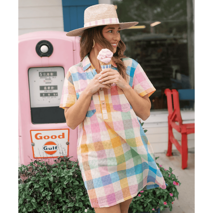 Sunshine Tienda Getaway Mini Dress Rainbow Plaid / XS Dresses Parts and Labour Hood River Oregon Clothing Store