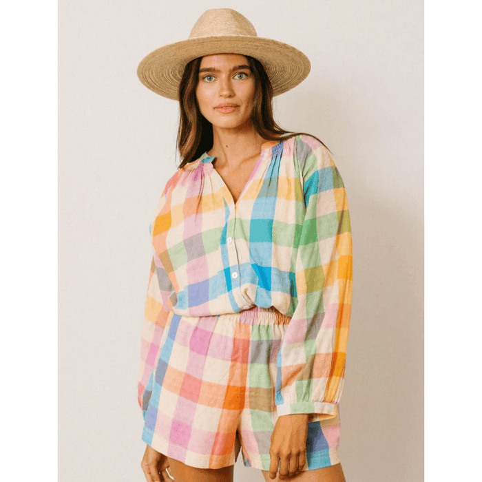 Sunshine Tienda Lucia Top Rainbow Plaid / XS Shirts & Tops Parts and Labour Hood River Oregon Clothing Store