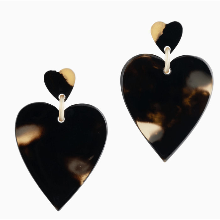 Sunshine Tienda Marbled Tortoise Heart Dangle Earrings Accessories Parts and Labour Hood River Oregon Clothing Store