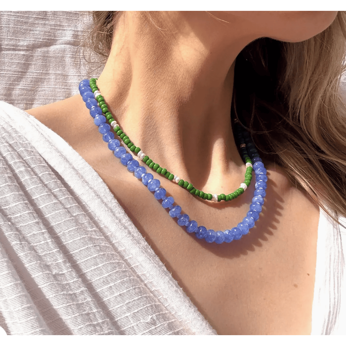The Silver Wren Cornflower Stone Candy Beaded Necklace Accessories Parts and Labour Hood River Oregon Clothing Store