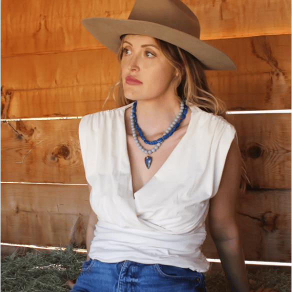 The Silver Wren Denim Heart Beaded Necklace Accessories Parts and Labour Hood River Oregon Clothing Store