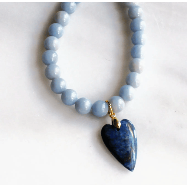 The Silver Wren Denim Heart Beaded Necklace Accessories Parts and Labour Hood River Oregon Clothing Store