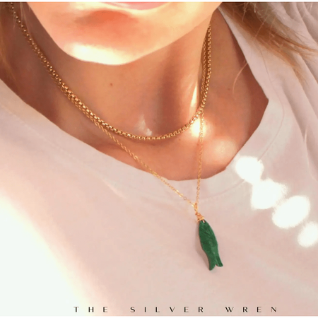 The Silver Wren Gemstone Fish Pendant Green Accessories Parts and Labour Hood River Oregon Clothing Store