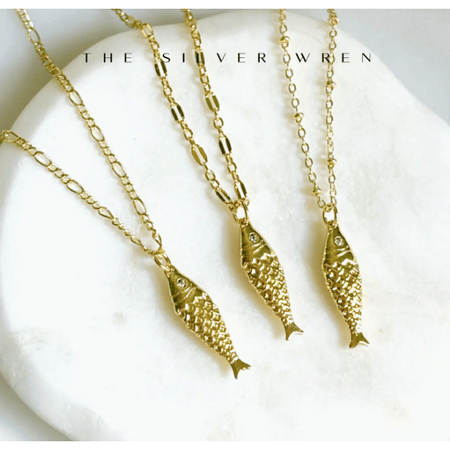 The Silver Wren Gold Fish Pendant Necklace Accessories Parts and Labour Hood River Oregon Clothing Store