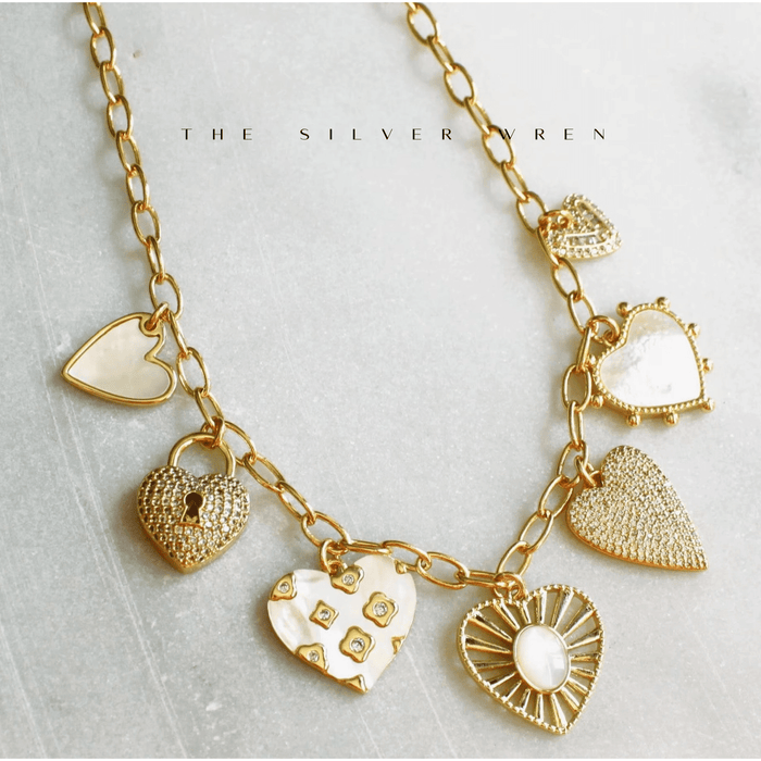 The Silver Wren Heart Multi Charm Necklace Accessories Parts and Labour Hood River Oregon Clothing Store