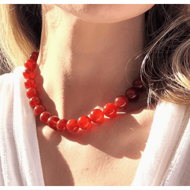 The Silver Wren Nia Chunky Carnelian Beaded Necklace Accessories Parts and Labour Hood River Oregon Clothing Store