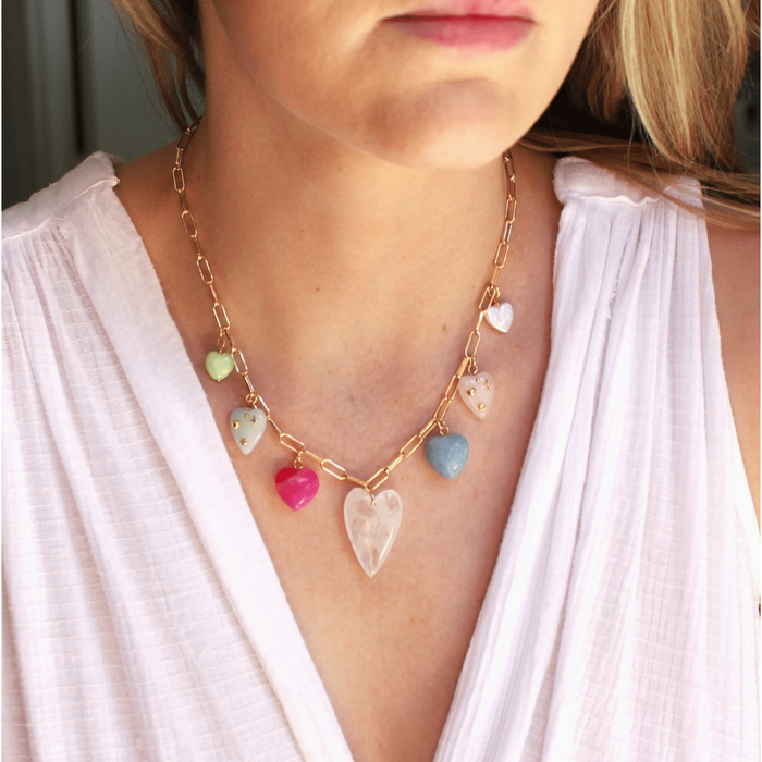 The Silver Wren Stone Heart Multi Charm Necklace Accessories Parts and Labour Hood River Oregon Clothing Store