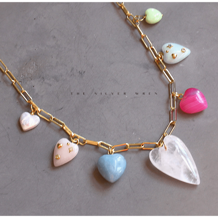 The Silver Wren Stone Heart Multi Charm Necklace Accessories Parts and Labour Hood River Oregon Clothing Store