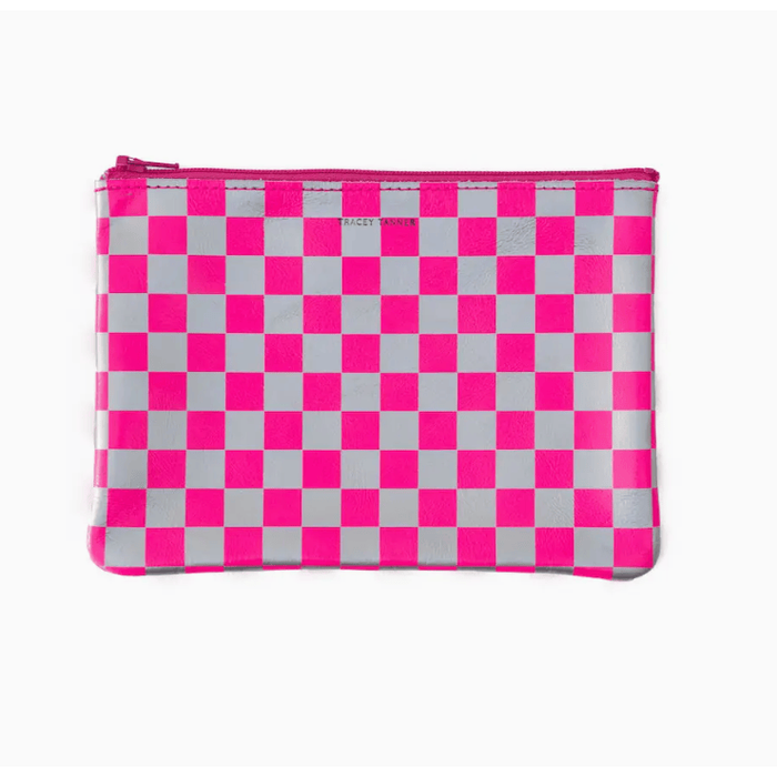 Tracey Tanner Medium Zip Pouch Fluoro Fuchsia Check Accessories Parts and Labour Hood River Oregon Clothing Store