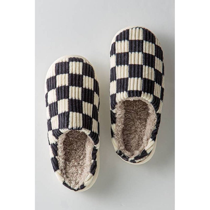 Urban Daizy Cozy Checkered Fuzzy Slipper-Black Shoes Parts and Labour Hood River Oregon Clothing Store