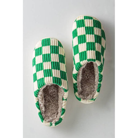 Urban Daizy Cozy Checkered Fuzzy Slipper-Green Shoes Parts and Labour Hood River Oregon Clothing Store