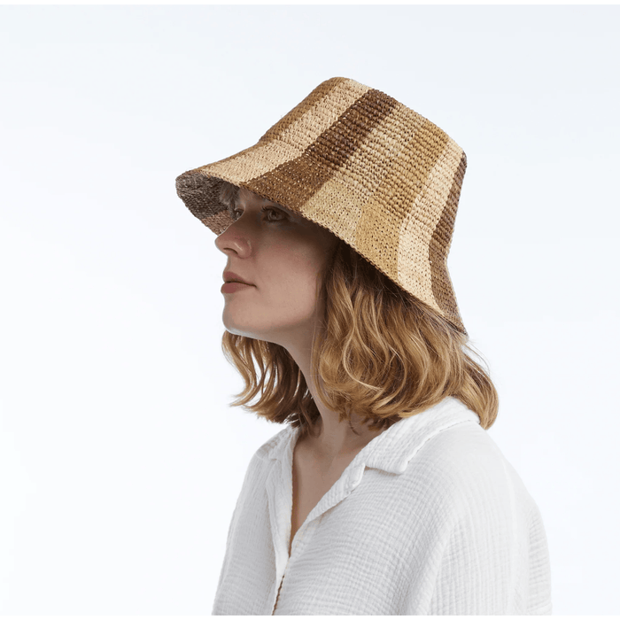 Wyeth Bailey Raffia Bucket Natural Camel Chocolate Accessories Parts and Labour Hood River Oregon Clothing Store