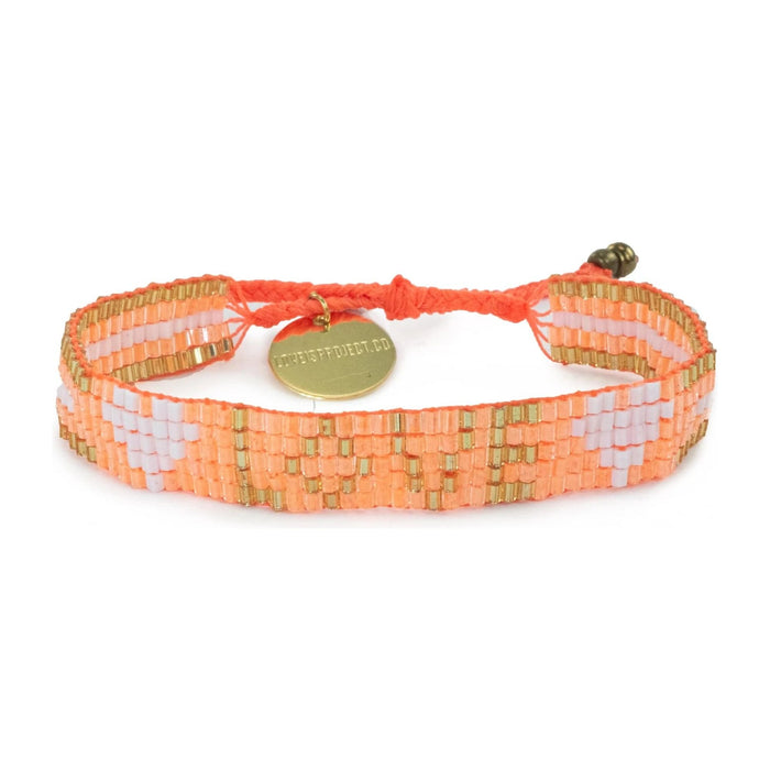 Love Is Project Seed Bead LOVE w/ Hearts Bracelet ONESIZE / Neon Orange Bracelets Parts and Labour Hood River Oregon Clothing Store