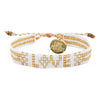 Love Is Project Seed Bead LOVE w/ Hearts Bracelet ONESIZE / White & Gold Bracelets Parts and Labour Hood River Oregon Clothing Store
